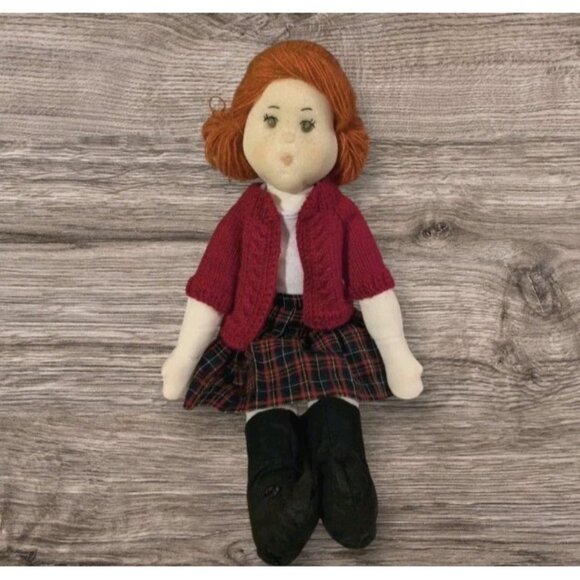 Handmade Doll Stockinette Schoolgirl Redhead Soft Sculpted Freckles Pouty 19" - Picture 1 of 16